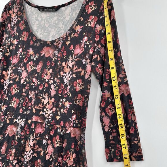 Peruvian Connection Small Midi Dress Black Floral Potpourri Pockets Stretch Boho - Picture 11 of 12